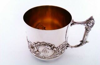Rare & Solid Silver & Gold Gilt Edwardian Tea Cup & Saucer Circa 1908 4