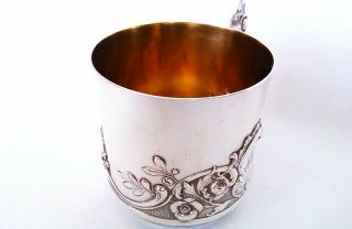 Rare & Solid Silver & Gold Gilt Edwardian Tea Cup & Saucer Circa 1908 5