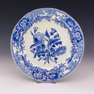 Antique Spode Pottery - Blue & White Transferware - Union Wreath Plate