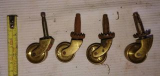 Set Of Four Vintage Brass Furniture Castors