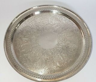 Mappin & Webb Silver Plated On Copper Chased Tray Pierced Rim 13 "