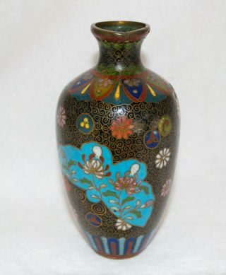 Antique Oriental Cloisonne Enamelled Vase Stunning Detail Butterflies -