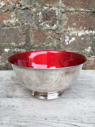 Vintage Reed & Barton Silver Plate And Red Enamel Bowl