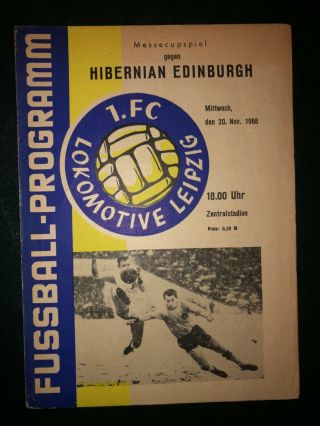 Rare 1968 Lokomotive Leipzig V Hibernian Hibs Scottish Fairs Cup Programme