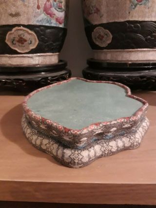 Antique chinese textile covered vase stand 19th 20th century 2