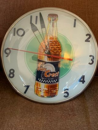 Rare Vintage Sun Crest Telechron Advertising Wall Clock