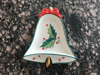 Vintage Christmas Bell Shape Hand Painted Trinket/candy Dish Signed/dated/number