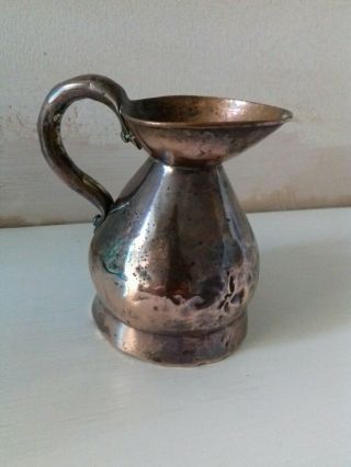 Antique Early Victorian Hand Made Heavy Copper Jug 1 Gill Measure Lead Seals