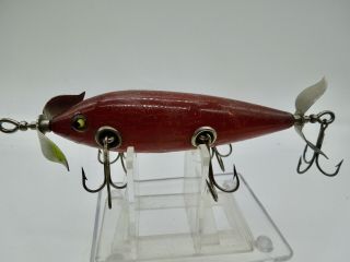 Vintage Rare Heddon 150 Minnow Fishing Lure 5 Hooks Solid Red