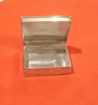 Vintage 925 Silver Hinged Pill Box With Mother - Of - Pearl Inlaid Lid.  Good Clasp.