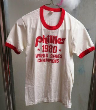 Rare Philadelphia Phillies 1980 World Series Champions T - Shirt Vtg 50/50 Sz S