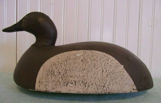 Vintage Large Wooden Wood Duck Hunting Decoy With Glass Eyes