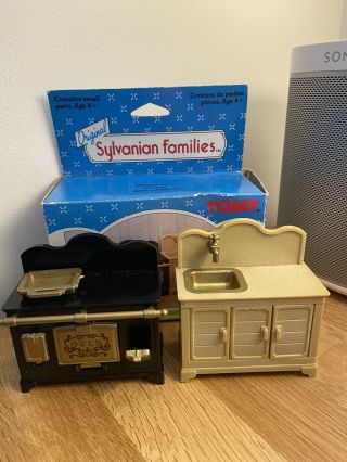 Vintage 80s Sylvanian Families Oven Set Complete &