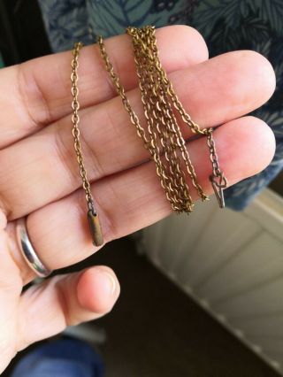 Antique Brass Chain Necklace With Barrell Clasp Lovely Patina 30 Inches