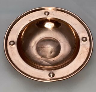 Arts & Crafts Signed Linton Copper Bowl Dish Server Porthole Style Design