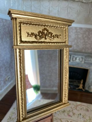 Vintage Miniature Dollhouse 1:12 Ornate Gold Leaf Wood Mirror Jim Coates Artisan