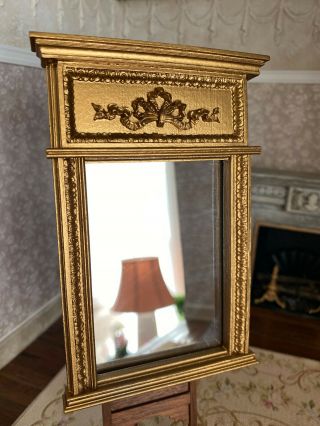 Vintage Miniature Dollhouse 1:12 Ornate Gold Leaf Wood Mirror Jim Coates Artisan 2