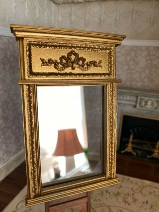 Vintage Miniature Dollhouse 1:12 Ornate Gold Leaf Wood Mirror Jim Coates Artisan 3