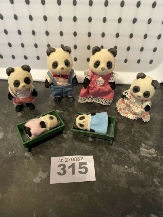 Sylvanian Families Vintage Pandas And Babies