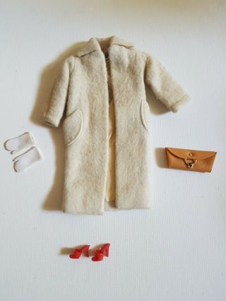 Vintage Barbie® - Peachy Fleecy Coat 915 & Red Ot Japan Shoes,  Clutch,  Gloves
