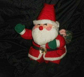 Vintage 1993 Intl Silver Christmas Nylon Santa Claus Stuffed Animal Plush Toy