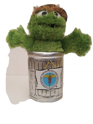 Rare Sesame Street Oscar The Grouch In Trash Can As Ny Sanitation Worker Plush