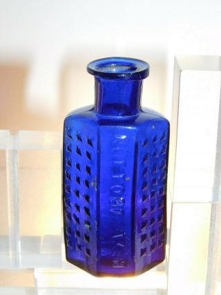 Antique Poison Cobalt Blue Coffin Star 1/2 Oz Rare Rd N33987 Old Bottle 1890 