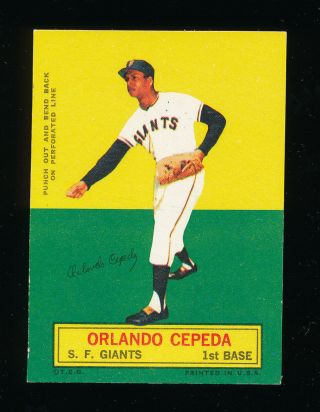 You Never See Un - Perforated Proof Rare 1964 Topps Stand - Up Orlando Cepeda Tphlc