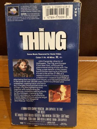 The Thing (VHS,  1996,  Pan Scan) HTF Horror Classic Cult Rare John Carpenter 2
