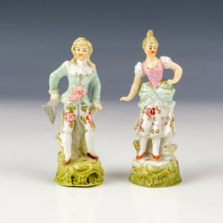 Antique Dresden German Porcelain - Miniature Lady & Man Figurines