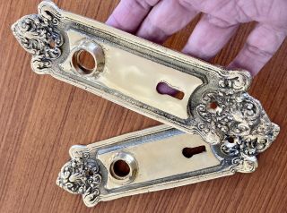 Antique Finish Brass Door Plates Sargent & Co Skeleton Keyhole Victorian Gothic