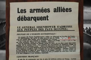 WWII US D - Day Leaflet 1944 Dwight D.  Eisenhower French Air Dropped Rare 2