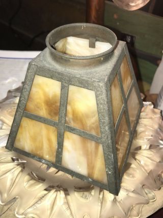 Antique Arts & Crafts Slag Glass Lamp Shade 3