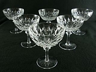 Rare Antique Baccarat Finest Flawless Crystal 6 X Champagne Goblet W/ Drops