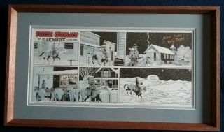Rare Signed,  Numbered Stan Lynde " Happy Birthday Boss " Cartoon Print Wood Frame