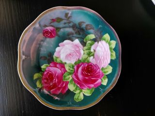 Antique Royal Vienna Hand Painted Rose Serving Plate 9 " Signed Bavaria