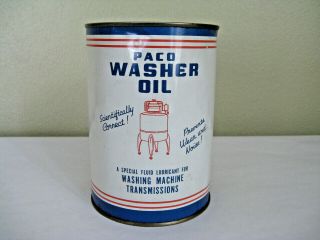 Vtg Paco Washer Oil For Wringer Washing Machines Oil Tin Can 1940s - 1950s - Rare