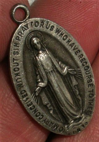 Antique C.  1930 Mary Icon Sterling Silver Charm Pendant Vafo