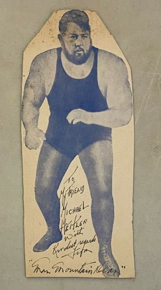 Man Mountain Dean Signed 4x9 Photo Jsa Loa Pro Wrestler Deceased 1953 Rare