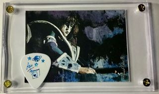 Kiss Ace Frehley Card /rare Blue Prism Guitar Pick From Ace’s Last Tour Display
