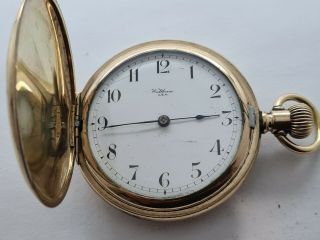 Antique 1900 Waltham 16s Full Hunter Gold Plated Pocket Watch Rare