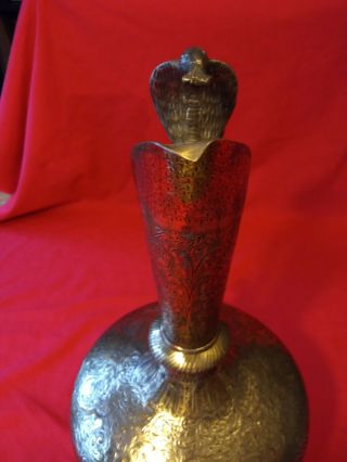 LARGE Antique Indian / ASIAN Brass Ewers Jug With Cobra Handles INTRICATE SCENES 2