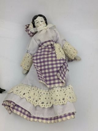 Antique German Porcelain Head Hand And Feet Molded Doll 7 Inch