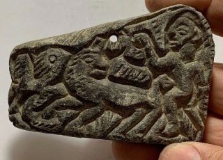 Circa 1000 - 500 Bc Ancient Luristan Stone Decorated With A Beast 87mm