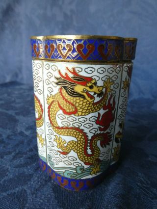 Vintage Chinese Cloisonne Jar/pot/box With Lid 9cm - Dragon Design Nsdc
