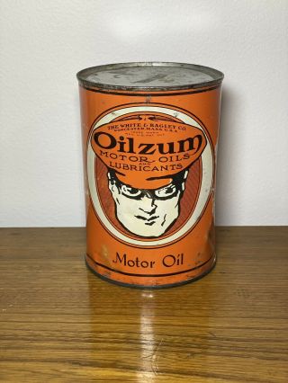 Vintage Oilzum Motor Oil Quart Full Crystal Lid Worchester Ma Racer Rare