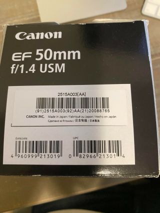 Canon Ef 50mm F/1.  4 Usm Dslr Lens Fixed / Prime - Nifty Fifty Rarely