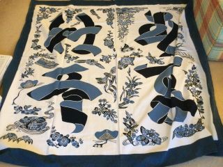 Vintage Japanese Serizawa Keisuke Edozome Table Cloth 150 X 140cms