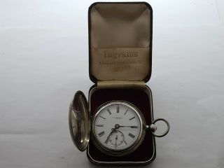 Antique 1853 E J Hollins London Solid Silver Full Hunter Pocket Watch Box Rare