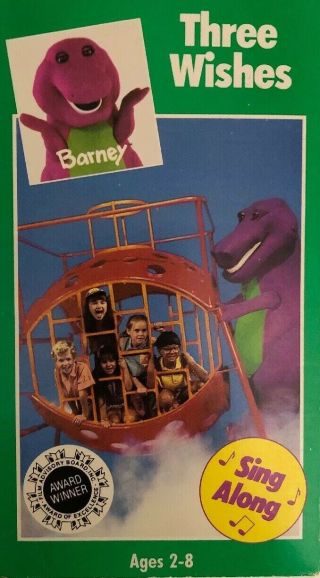 Barney Three Wishes (vhs 1992) Backyard Gang - Rare White Tape & Box Edition
